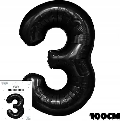 Immagine prodotto di palloncino in foil numero 3 nero per festa di compleanno 100cm