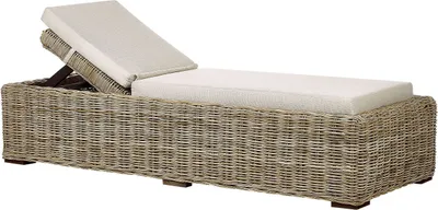 Obrázek produktu pro BELIANI Zahradní lehátko přírodní ratan proutěné taupe polštář nastavitelné opěradlo Boho Tradiční venkovní terasa