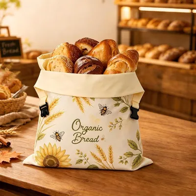 Produktbild von Brotmeister Bienenwachs Brotbeutel, 2 Stück 43×33 cm – Wiederverwendbarer Leinen Bienenwachsbeutel, ideal für selbstgebackenes Brot und n