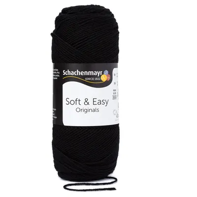 A ball of black yarn with a label.