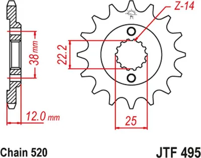 Image de ESJOT Pignon d'entraînement "32083" 520, acier 15 dents