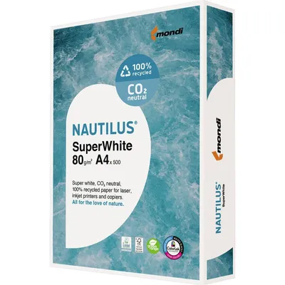 Image de Papier à copier Nautilus SuperWhite 2100005086 DIN A4 500 fls/pack.
