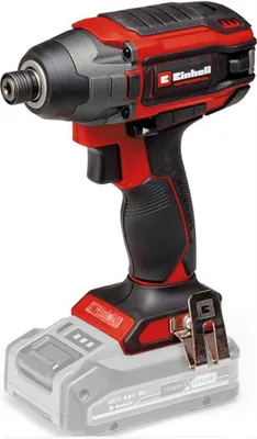 A red and black Einhell cordless impact driver with a battery attached, shown against a white background.