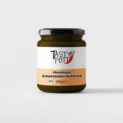 Produktbild von Haselnuss Schoko Aufstrich - mit Kakao - 200g Glas Tasty Pott