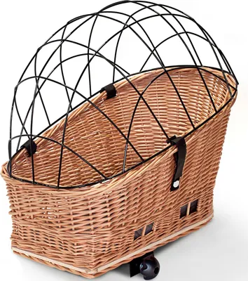 Produktbild von Hundefahrradkorb aus Weide mit Gitter für Gepäckträger XXL 60x39 cm (N-S)