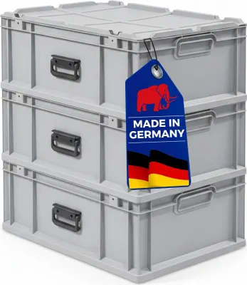 Produktbild von SuperSparSet 3x Eurobox NextGen Portable  Germany | HxBxT 23,5x40x60cm | 44 Liter | Grau | Eurobehälter, Transportbox, Transportbehälter, Stapelbehälter