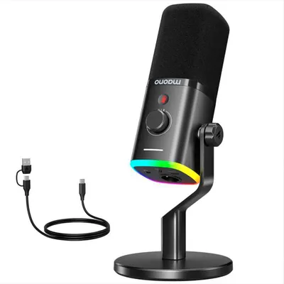 Zdjęcie produktu dla Mikrofon dynamiczny MAONO PD100X z podświetleniem RGB, złącza USB/XLR