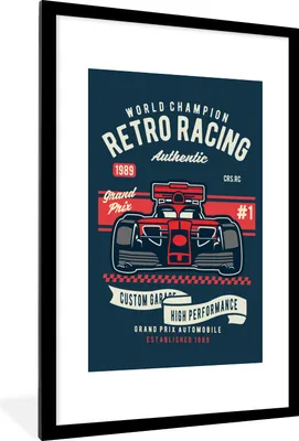 Produktbild von MuchoWow® MuchoWow® Gerahmtes Poster Auto - Rennstrecke - Briefe 60x90 cm - Poster mit zchwarzem Bilderrahmen - Dekoration - Wandposter Wohnzimmer - Hochwertig