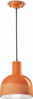 Produktbild von Hängeleuchte Keramik Ø 22,5 cm rund H: max. 146,5 cm Orange E27 Retro Design Keramiklampe