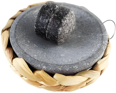 Produktbild von PolkaHome® Kleine Steinplatten-Set 15 cm mit Granitmörser und Stößel für Gewürze, Salz, Camping und Küche