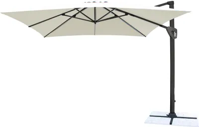 Immagine prodotto di Milani Home - ombrellone da giardino 3 x 3 m palo laterale decentrato in alluminio, telo poliestere ecrù, per terrazzo e piscina