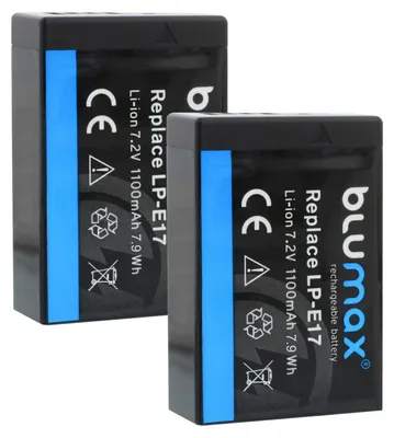 Produktbild von 2 x Blumax Akku passend für Canon LP-E17 EOS RP M3 M6 750D 760D R8 R10 R50 1000 mAh