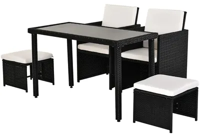 Image de Ensemble de salon en polyrotin 11 pièces avec coussins, résistant aux intempéries et élégant, noir