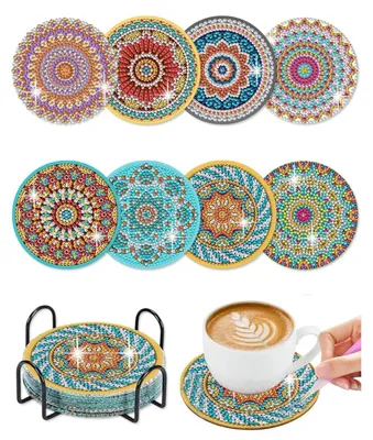 Produktbild von Diamond Painting Untersetzer Set mit Halter, 8 Stück Mandala, Bastelset für Erwachsene & Kinder