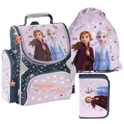 Immagine prodotto di Zaino scolastico per bambine e bambini con motivo FROZEN, set da 3 pezzi (zaino, astuccio, borsa), mega set Paso FROZEN Disney