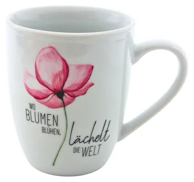 Porzellan-Kaffeetasse, Blütenmotiv, 250 ml, spülmaschinengeeignet