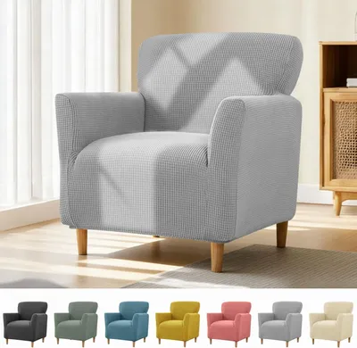 Imagen del producto de Funda elástica para sillón con reposabrazos, de tejido Jacquard, dimensiones: 55-75 x 60-85 x 55-95 cm, para proteger los muebles