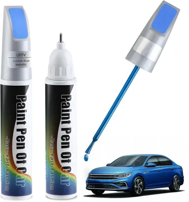 Imagen del producto de Lápices de retoque para pintura de automóviles, color azul metálico, 2 unidades, 2 en 1 con pincel y punta, para la reparación de arañazos