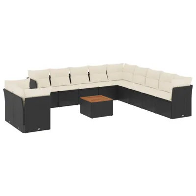 Produktbild von vidaXL 12-tlg. Garten-Sofagarnitur mit Kissen Schwarz Poly Rattan