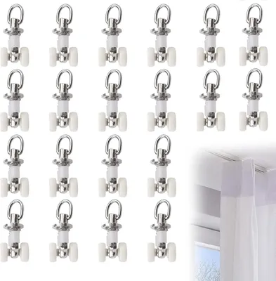 Obrázek produktu pro Kovové kluzáky na závěsy, 20 kusů, bílé, pro kolejnice na závěsy