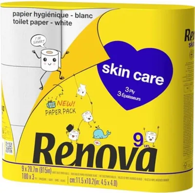 Produktbild von Renova Skin Care Toilettenpapier 9 Rollen 3-lagig