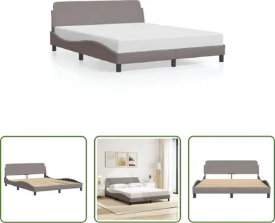 Produktbild von The Living Store Bettgestell mit Kopfteil Taupe 160x200 cm Stoff