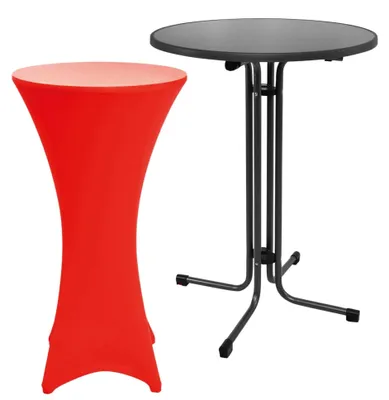 Image de Table haute d'extérieur Beautissu Sylt, pliable, Ø 80 cm, rouge, avec housse