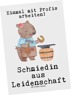 Produktbild von Mr. & Mrs. Panda Postkarte Schmiedin Leidenschaft - Weiß - Geschenk, Ansichtskarte, Postkarten, Fotokarte, Grußkarte, Ansichtskarten