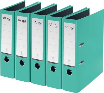 Image de Lot de 5 classeurs A4 de la marque VON Leitz, en carton avec couverture en plastique, dos de 80 mm