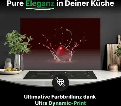 Produktbild von Spritzschutz Küchenrückwand Glas 60 x 40 cm Spritzige Kirsche - RUECKWAND24