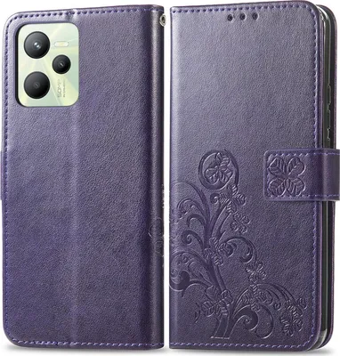 Produktbild von Mobigear Clover  Realme C35 Hülle Klapphülle Geldbörse - Lila