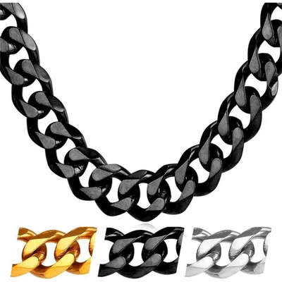 Produktbild von Panzerkette Edelstahl Schwarz 12mm 66cm für Damen Herren
