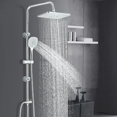 Produktbild von Duschsystem Höhenverstellbar mit Regendusche & Handbrause Chrom
