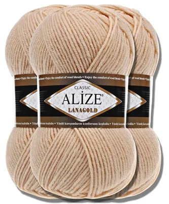 Zdjęcie produktu dla Alize 3x 100g włóczki Lanagold, kolor uniwersalny, do szydełkowania i robienia na drutach (680)