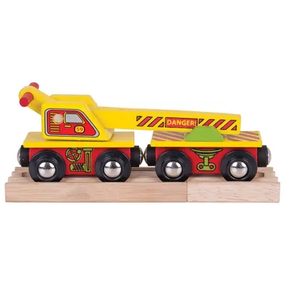 Produktbild von BigJigs Holzwagen mit Kran - Spielzeugeisenbahn Zubehör