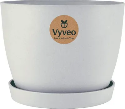 Produktbild von Vyveo - Blumentopf Lunda mit Untersetzer - Hellgrau - 20x15