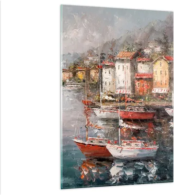 Produktbild von Bilder auf glas - Einteilig - Meer Hafen Segel - 80x120cm - Glasbilder - Wandbilder - Bilder - zum Aufhängen bereit - Wanddekoration aus Glas - Glas Bilder - Wandbild auf Glas - GPA80x120-5136