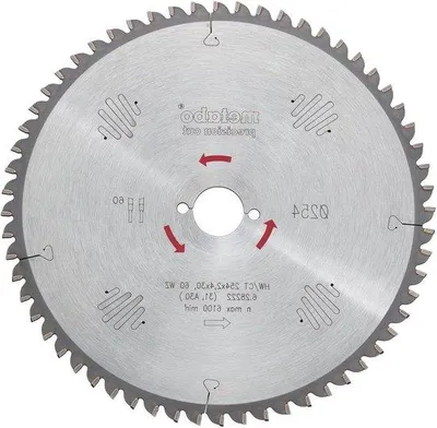 Immagine prodotto di Lama per sega da legno di precisione 254x24 mm, 30 denti, 5° negativo, alta qualità