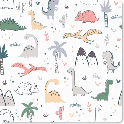 Produktbild von MuchoWow® Mauspad Mousepad Muster - Dino - Baum - Jungen - Kinder - Kinder 20x20 cm - Mousepads - Maus Mat - Pad - Mausunterlage - Desk Mat - Bureauartikeln