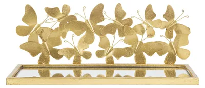 Produktbild von Mauro Ferretti Wandregal Schmetterlinge 2er Set 43x19,2x16,5 cm gold