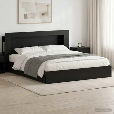 Productafbeelding van Maison Exclusive - Bedframe met opbergruimte, zwart, 200 x 200 cm, houtvezel
