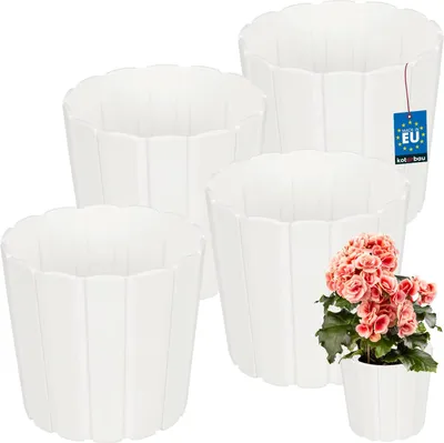 Image de KOTARBAU® Set de 6 pots de fleurs Pot de plantes ⌀ 17 cm H : 15 cm Blanc Plastique Pot de plantes pour plantes d'intérieur Pots de fleurs Grand extérieur Cache-pot Balcon Décoratif