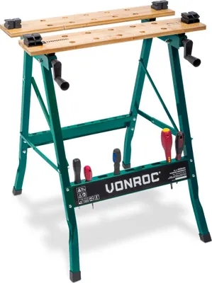 Produktbild von Vonroc Werkbank klappbar für die Werkstatt - Mobiler Arbeitstisch/Werktisch