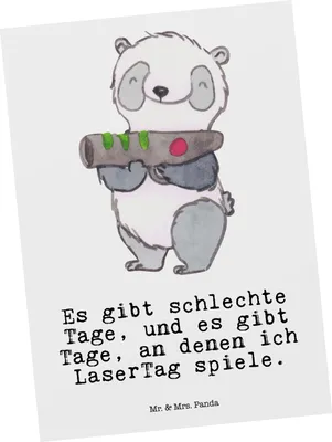 Produktbild von Mr. & Mrs. Panda Postkarte Panda LaserTag - Weiß - Geschenk, Lasergame Zentrum, Laser Tag Party, Grußkarte, Ansichtskarten, Ansichtskarte, Postkarten, Fotokarte