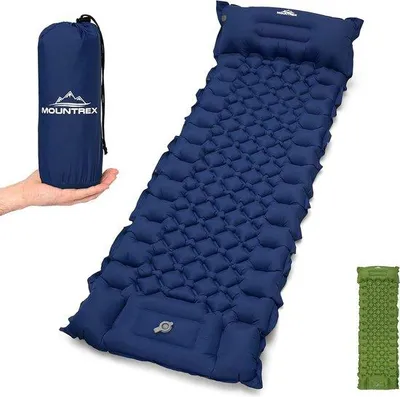 Obrázek produktu pro Uniqoos® Nafukovací karimatka pro kempování, ultralehká (700 g), samonafukovací s nožní pumpou, skládací (cca 30 x 10 cm), protiskluzová a propojitelná