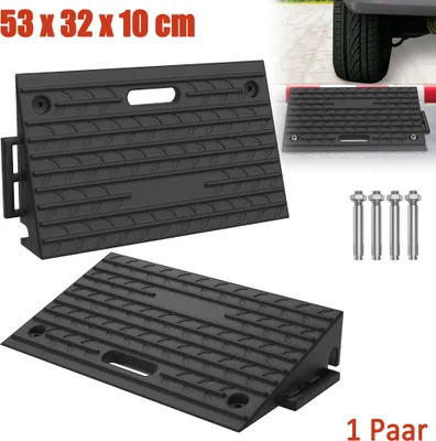 Obrázek produktu pro XMTECH nájezd na obrubník pro 10 cm vysoké schody z robustní pryže, nájezd pro invalidní vozík, nájezd na dveře, nájezd pro nízká auta, nájezd na motorku, obrubníky, 2 kusy