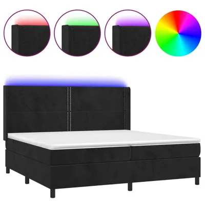 Produktbild von vidaXL Boxspringbett mit Matratze & LED Schwarz 200x200 cm Samt