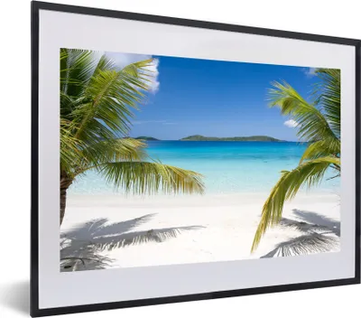 Produktbild von MuchoWow® MuchoWow® Gerahmtes Poster Strand - Palmen - Tropisch 60x40 cm - Poster mit zchwarzem Bilderrahmen - Schlafzimmer - Plakat in Rahmen - Drucken