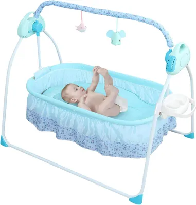 Image de Balançoire bébé, vitesses réglables, fonction télécommande, bleu