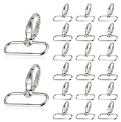20 Karabinerhaken aus Zinklegierung, 38 mm, silber, für Taschen und DIY